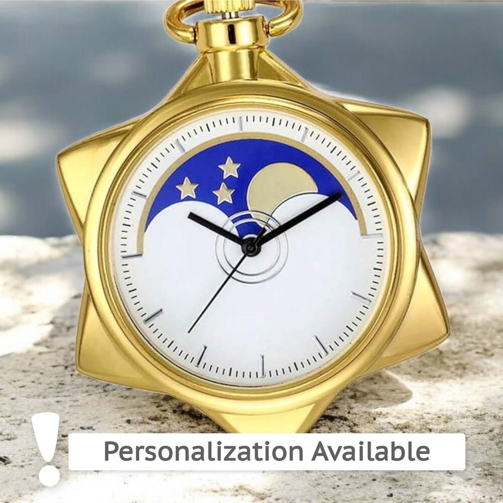 Sailor Moon Inspired Pocket Pendant Watch – Moon & Stars Anime Necklace Gift